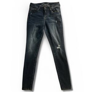 Old Navy Rockstar Mid-Rise Dark Blue Distressed Skinny Jeans Size 4 R